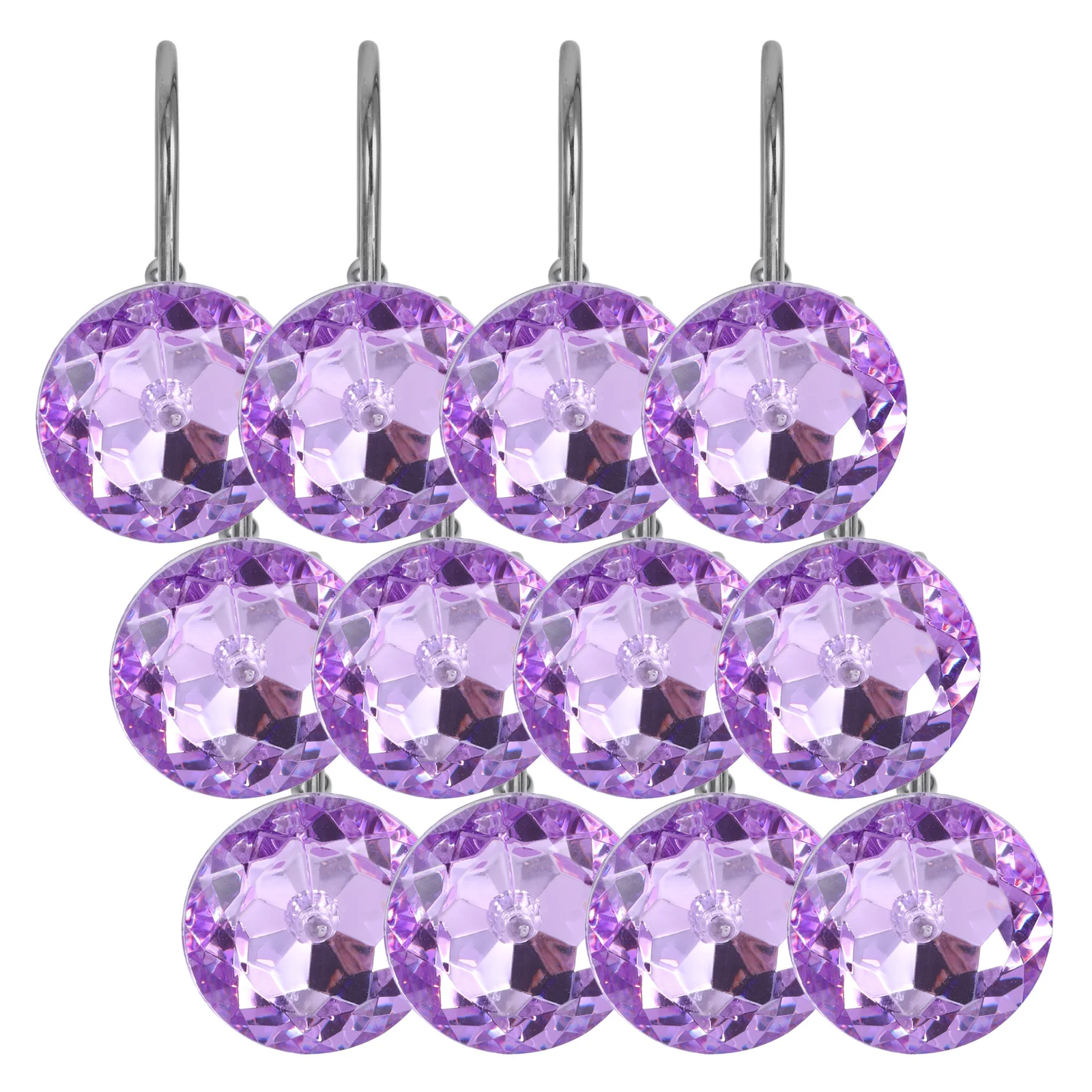 

12Pcs Shower Curtain Hooks Metal Acrylic Hangers Smooth Safe Sturdy Decorative Bathroom Home Shower Curtain Hook