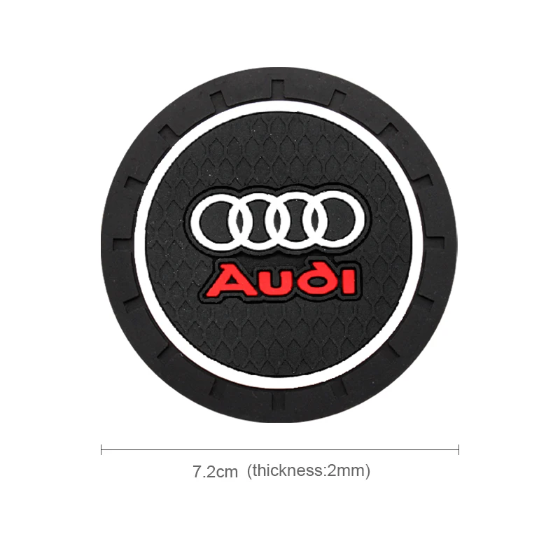 2Pcs PVC Car Coasters Water Cup Slots Non-Slip Mat Water Cup Pad For Audi Sline A4 TT A6 A3 A8 A1 A5Q3 Q5 Q7 Q8 Car Accessories