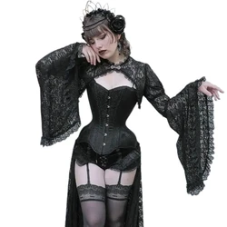Women's Hollow out Crop Tops Gothic Lace Smock Tops False Collar Ladies Sleeves Cover Ups for Dating Party