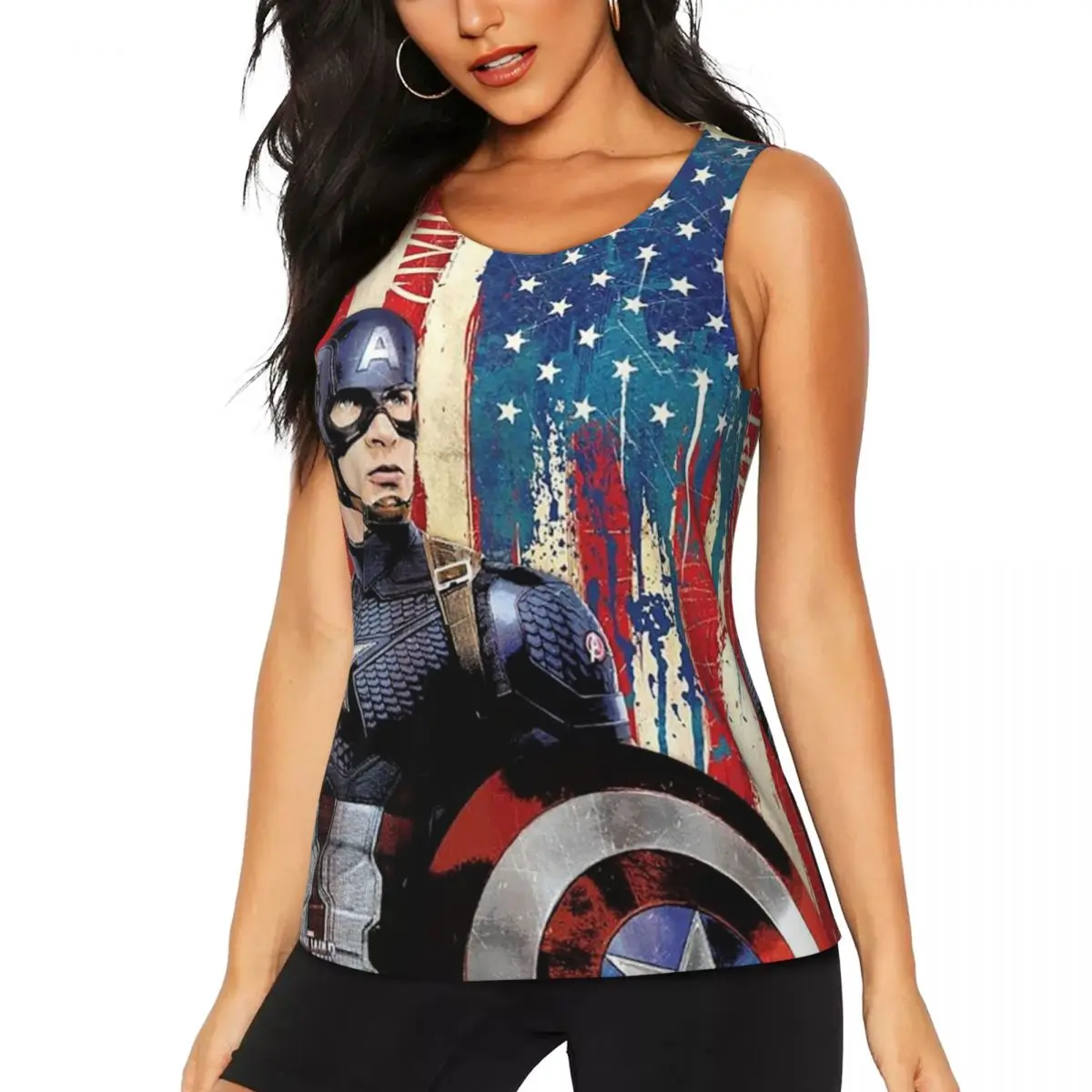 

Женские комиксные майки для занятий йогой Captain America