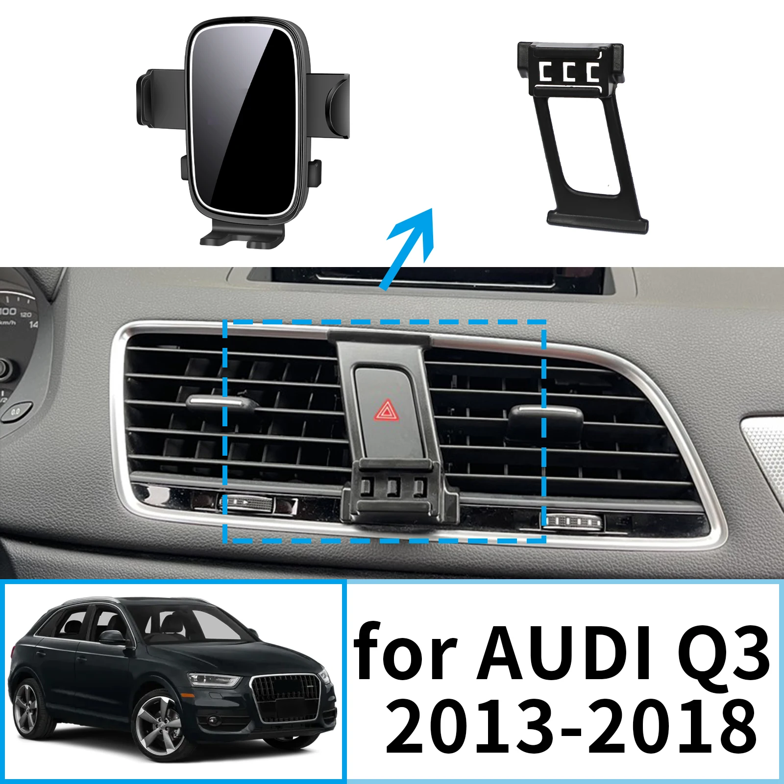 

fit for AUDI Q3 2013 2014 2015 2016 2017 2018 ​​Stable Clip-On Phone Holder​​ Mount Screen Base No Vibration​ Car accessoires