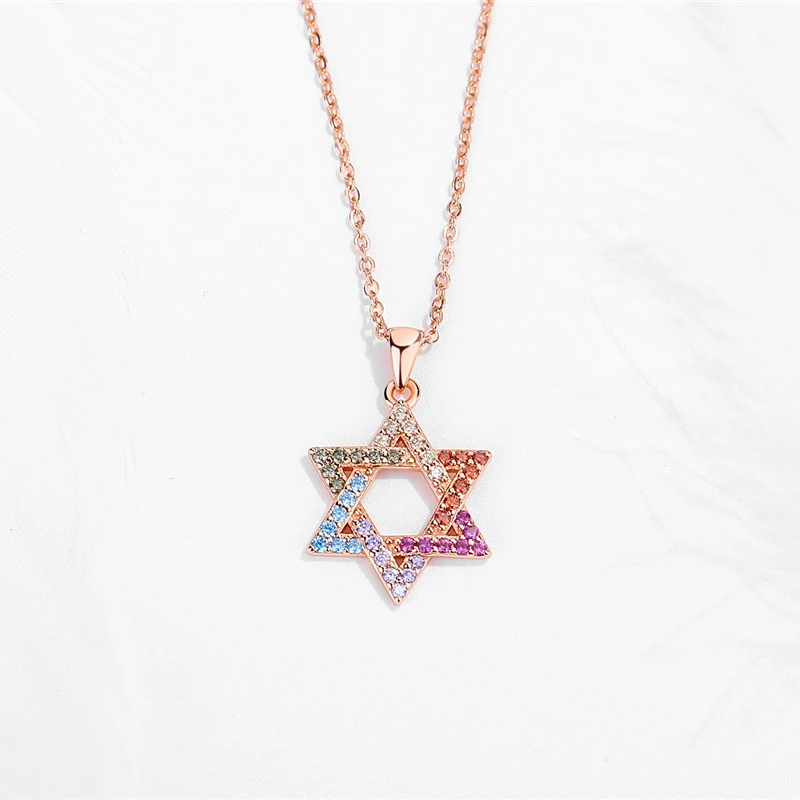 New silver necklace 925 sterling silver color hexagram necklace