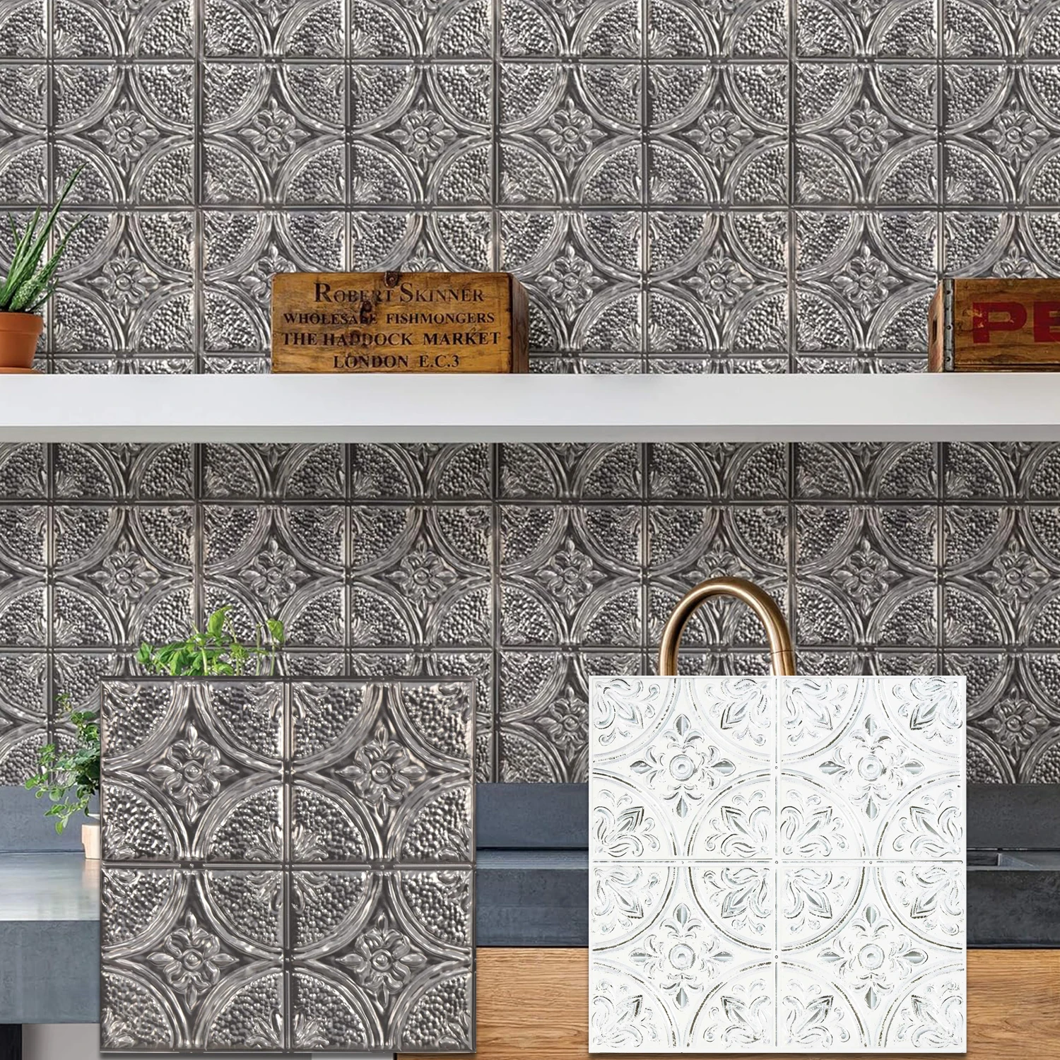 10-Piece Self-Adhesive 3D Wall Stickers Durable PVC Material DIY Flower Tiles Waterproof Vinyl Wallpaper for Home Application