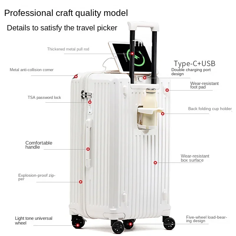 Charging Multifunctional Trolley Case Large Capacity Travel Suitcase Universal Wheel Password Cosmetic Bag Travel Suitcase