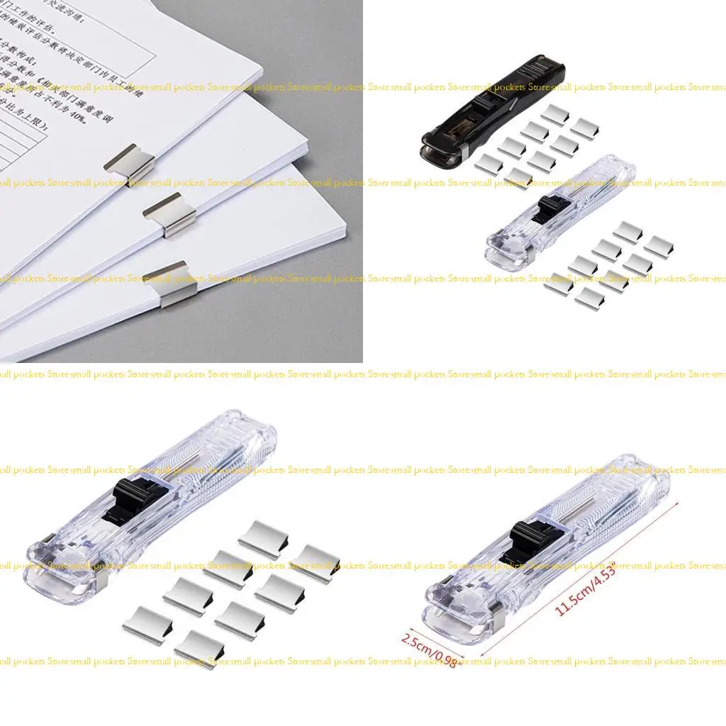 R1WD Set of 8 Reusable Paper File Document Clamps Set with Refillable Clamp Holder