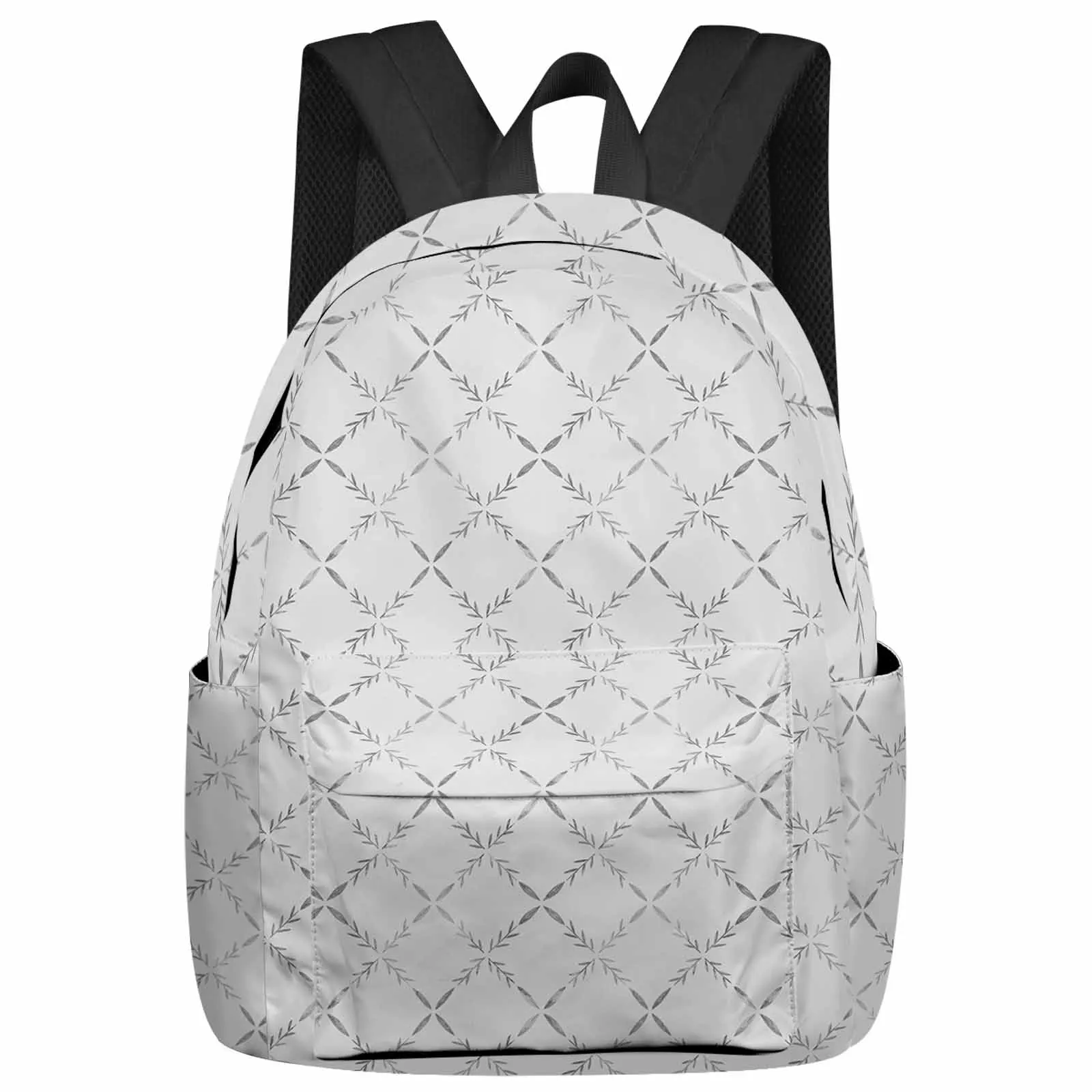 Diamond Grid Texture Gray Backpacks Teenagers Student School Bags Laptop Custom Backpack Men Women Travel