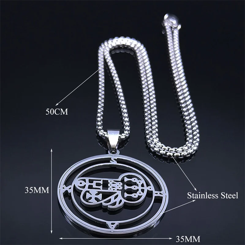 Gothic 72 demons sigils bel goetia SHAX Nyakdísz Nők férfiak Rozsdaálló Acél Beesett Ezüst színben Medál necklaces ékszer N8531S03