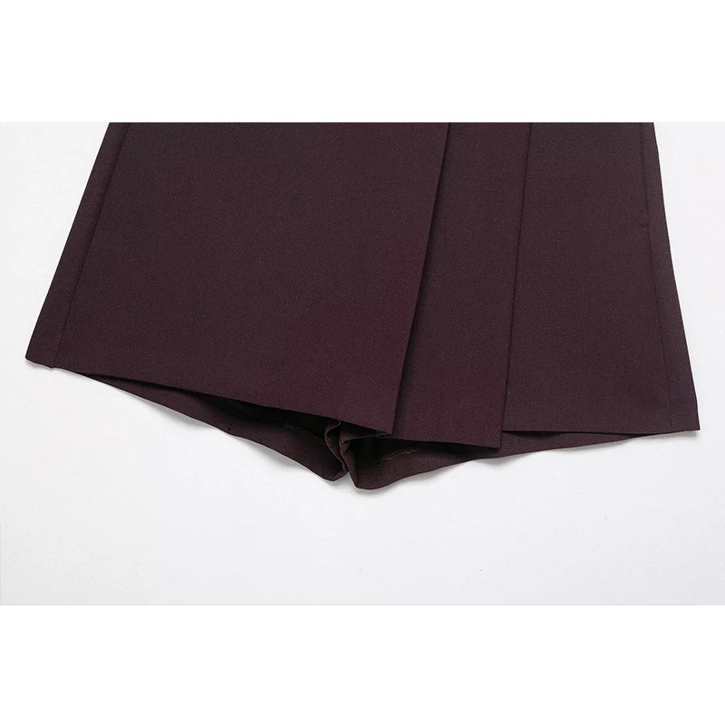 2025 نساء موضة جديدة واسعة مطوي سلسلة السراويل خمر عالية الخصر السراويل فضفاضة غير رسمية الإناث شارع العليا سراويل قصيرة #6