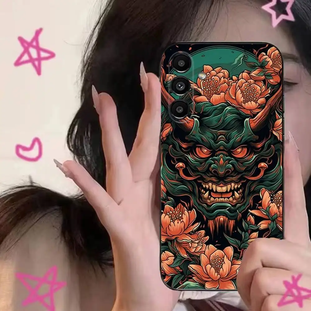 Japanese Samurai Oni Mask Phone Case For Samsung S24,S21,S22,S23,S30,Ultra,S20,Plus,Fe,Lite,Note,10,9,5G Black Soft Cover - Image 4