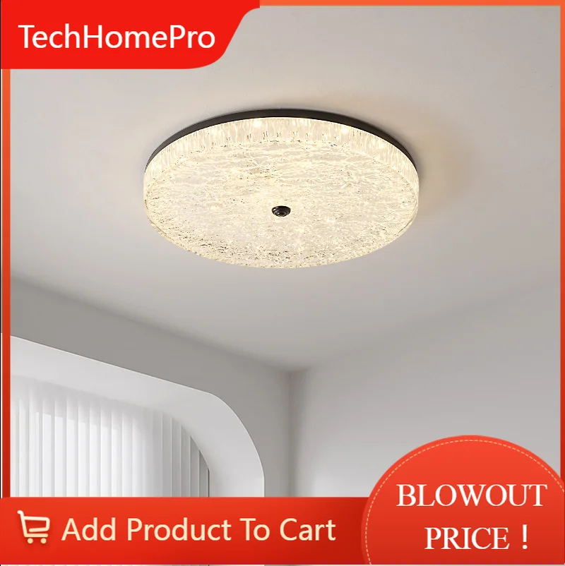 TechHPModern Room Bedroom Light Master Bedroom LED New Ice Crack Super Bright Eye Protection Luxury Light Fixture Bedroom Ceilin