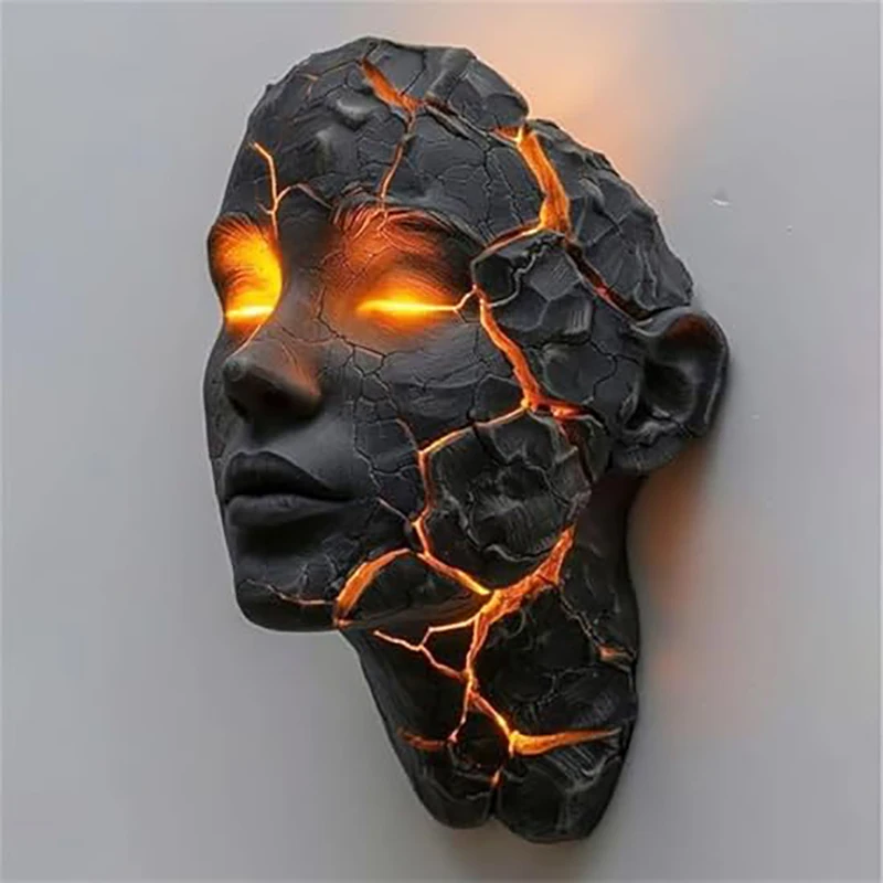 Cracked Soul Wall Lights Shattered Soul Wall Lamps Creative Figurine Luminous Resin Ornaments Sculpture Home Decor