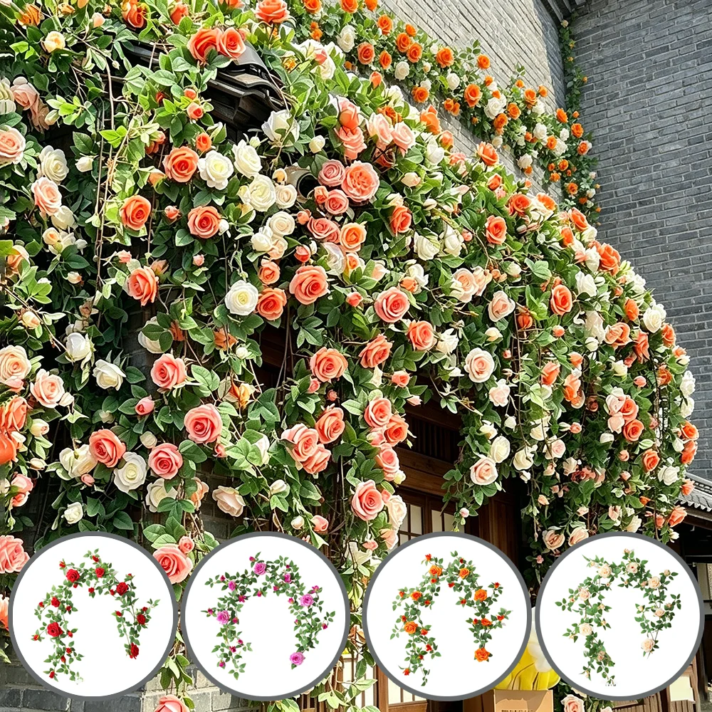 

Simulated Flowers Vine Rose Flower Vine Shopping Mall Home Furnishings Decoration Ceiling Pipe Wrapping Decor Artificial Flower