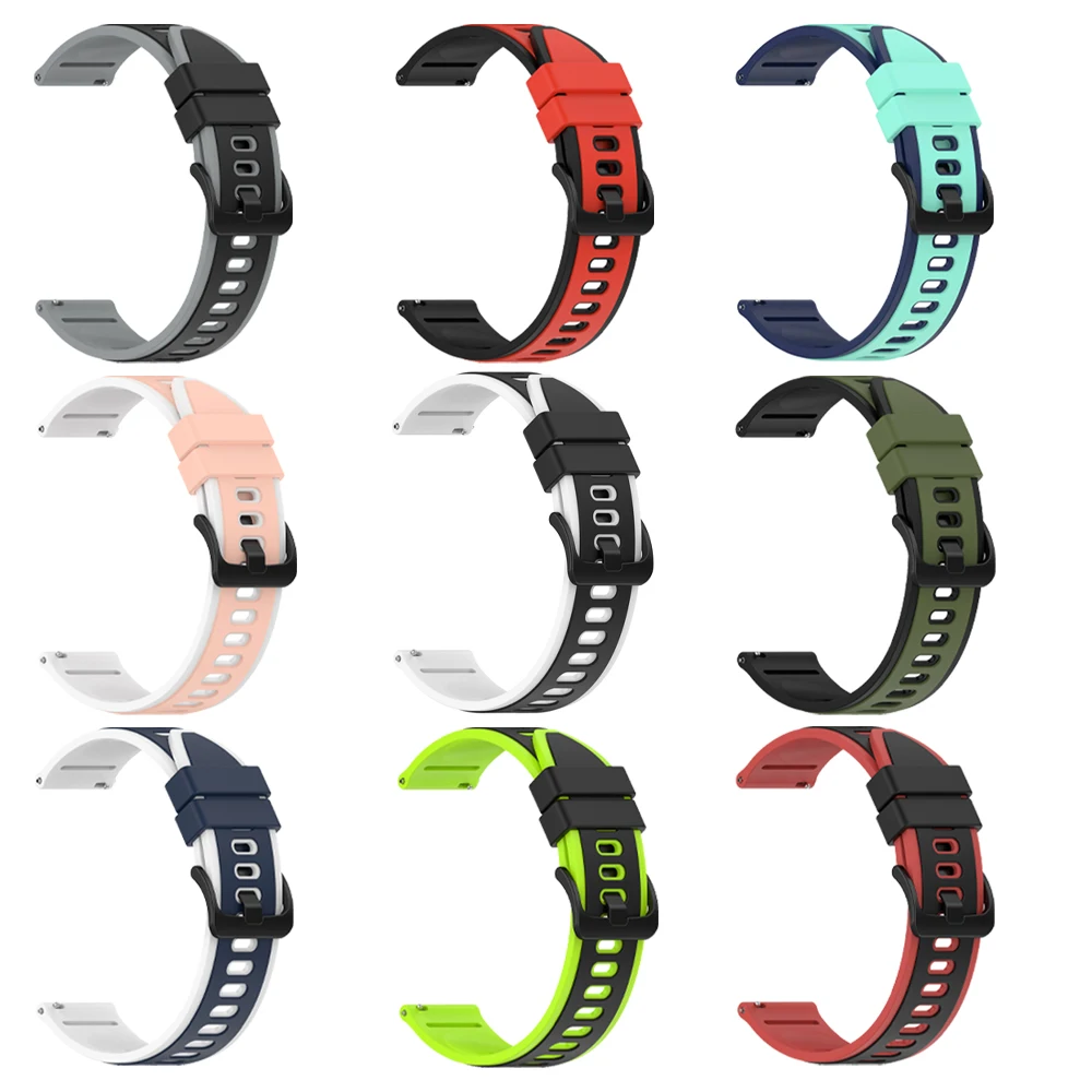 20 22mm Two-Tone Silicone Strap For Samsung Galaxy Watch 6 5 4 Classic 5Pro 40mm 44mm 43mm 47mm Active 2 Gear S3 Band Bracelet