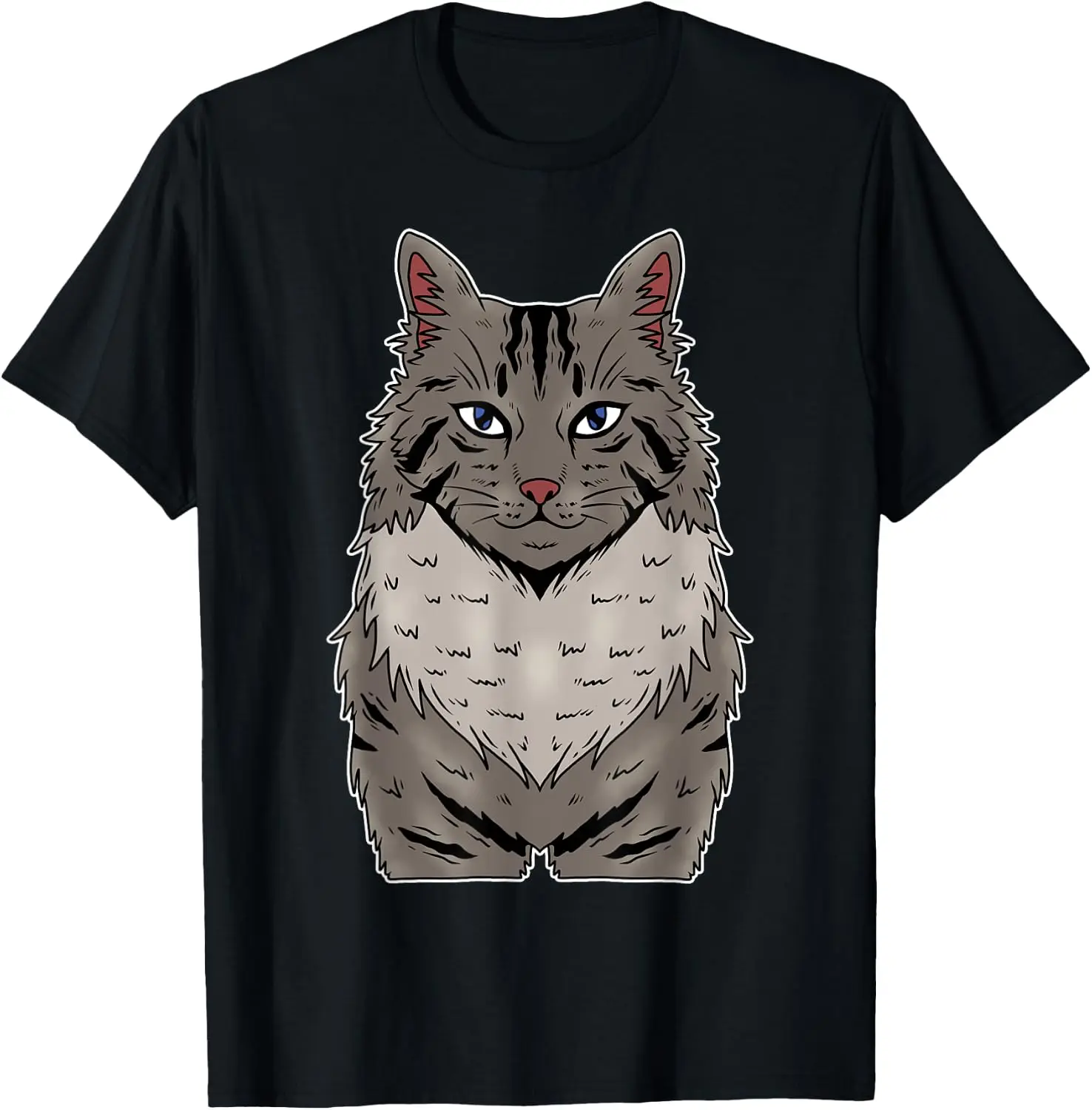 Pet Owner Hand Drawn Domestic Long Hair Cat Men Women Kids T-Shirt 100% Cotton Trendy Y2K Short-Sleeve Tee-Soft, Quick-Drying,