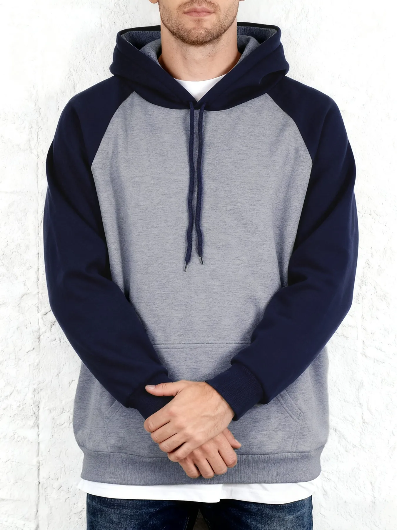 Männer Solide Täglichen Raglan Hoodie Lose Mode Streetwear Sport Bequeme Fleece Kleidung Herbst Casual Sweatshirt Straße Weiche Tops