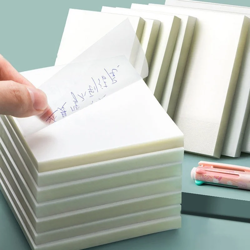 

50pcs Transparent PET Waterproof Posted See through Self-adhesive Sticky Notes Pads For Book Annotation Office School Supplies