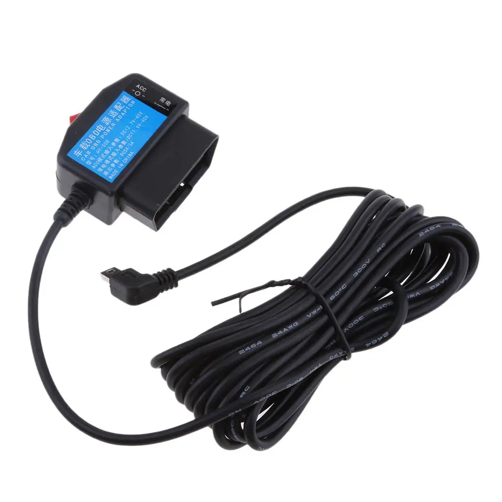Car OBD Power Adaptor Cable Step Down Transformer 3A Hidden Style for GPS Cam MP3 MP4 Tablet