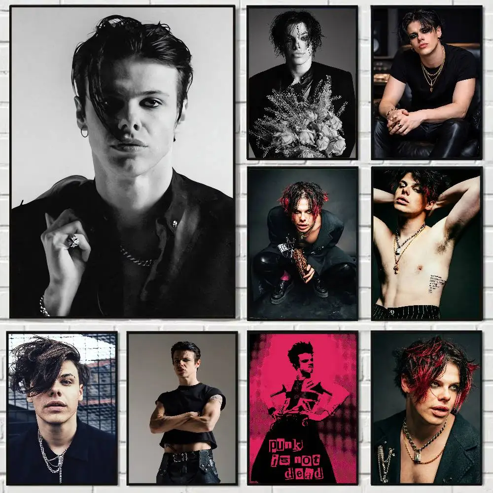 English Actor Singer Yungblud Anime Poster Waterproof Wall Art Sticker For Bar Living Room Vintage Room Decor Print Gift