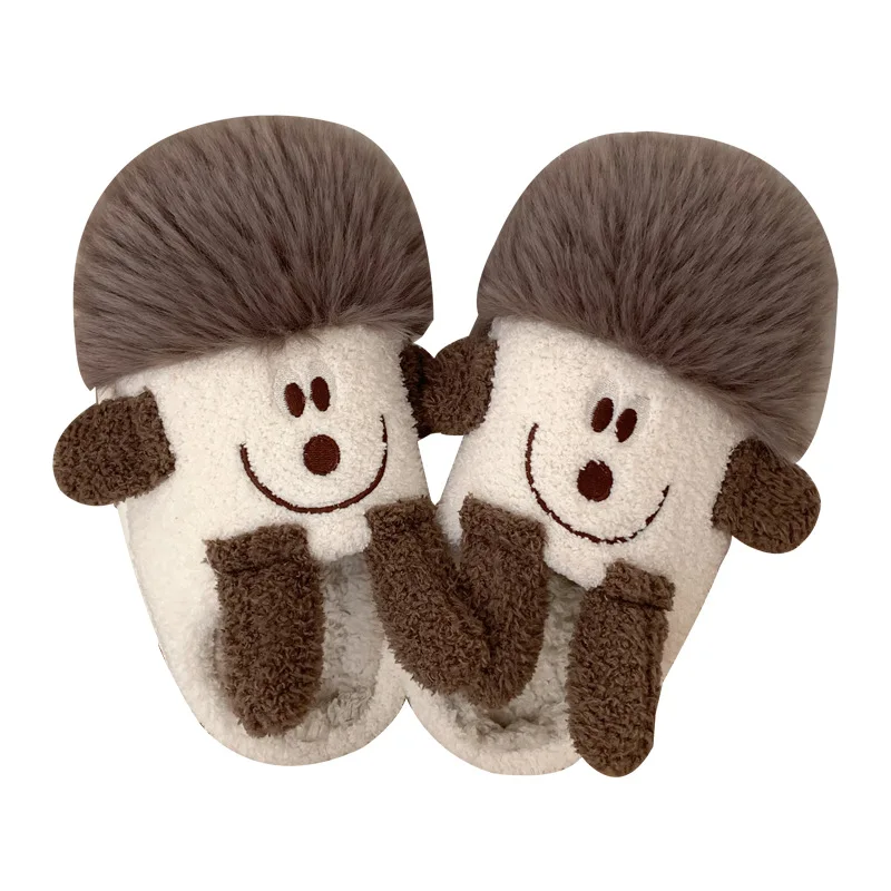 Fashion personality creative funny cotton slippers girl winter cute cartoon warm non-slip thick-soled plush home shoes