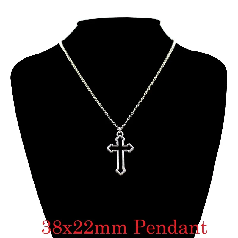 New Fashion Hollow Cross Pendants Round Cross Chain Short Long Mens Womens Silver Color Necklace Jewelry Gift