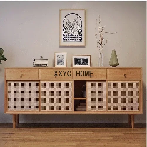 

Nordic Rattan Sideboard Cabinet Solid Wood Locker Simple Living Room Multi-Functional TV Cabinet Storage Cabinet