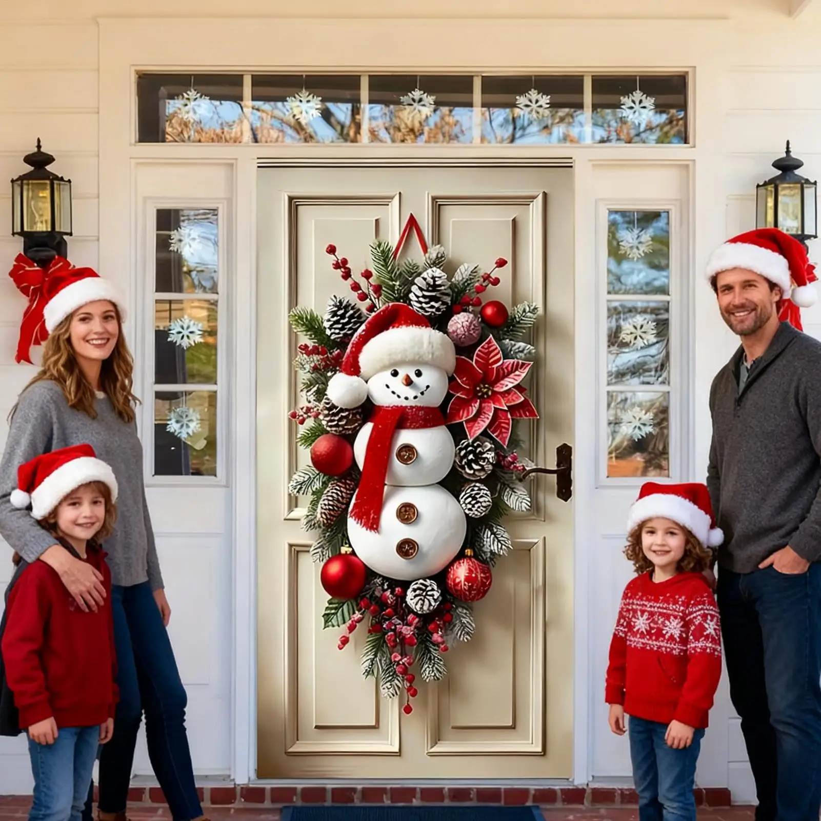 2025 Weihnachts-Türdekoration, Schneemann, niedliche Heimdekoration, Weihnachts-Türbanner, große Ornamente für drinnen und draußen, Wand, Wohnzimmer, Pati – Detail 8