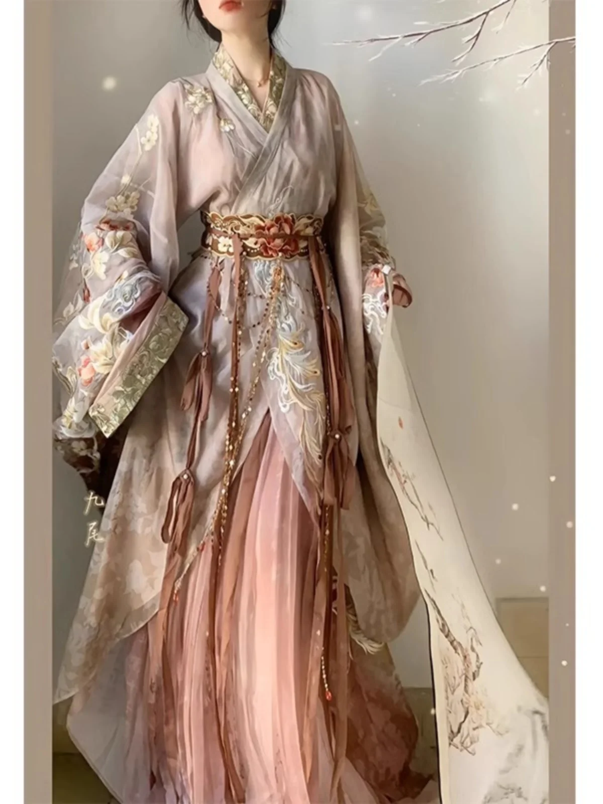 

Cisas New Year Embroidered Heavy Work Hanfu Wei Jin Fairy Aosphere Svel Top And Bot Set Warring States Robe