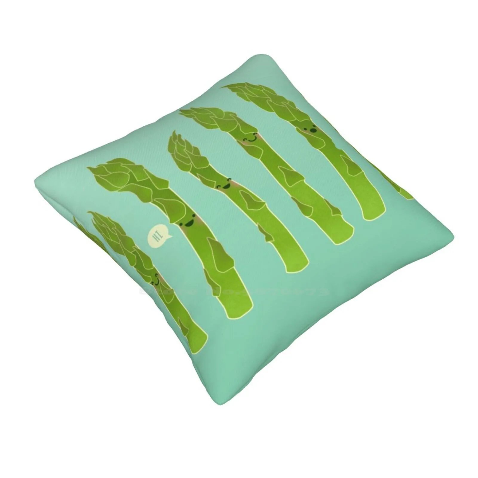 Asparagus Say Hi! Soft Comfortable Pillowcase Asparagus Food Kawaii Happy