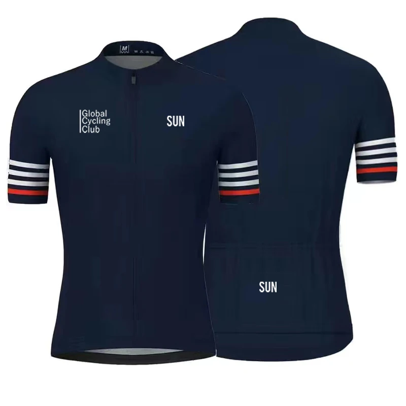 

SUN CLUB Summer Men Short Sleeves Cycling Jersey Polyeste Clothing Quick Dry MTB Bicycle Mallot Ciclismo Shirts Bike Clothes