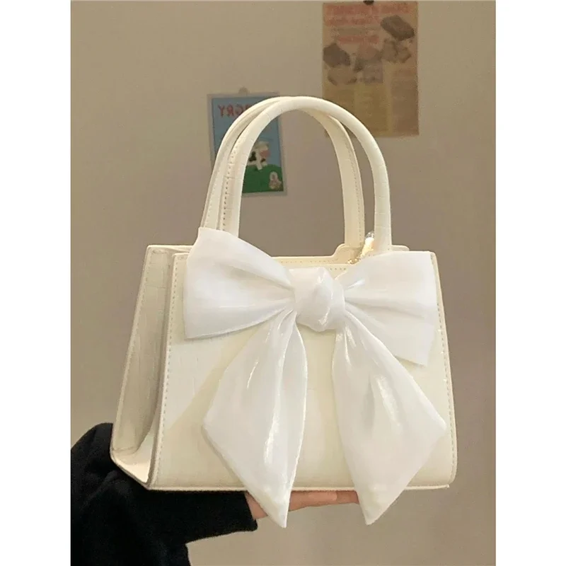 Bolsa de ombro quadrada pequena do couro do plutônio para mulheres, aba, embreagem, bolsa, bolsas, bowknot doce, senhoras, fêmea, forma, nova