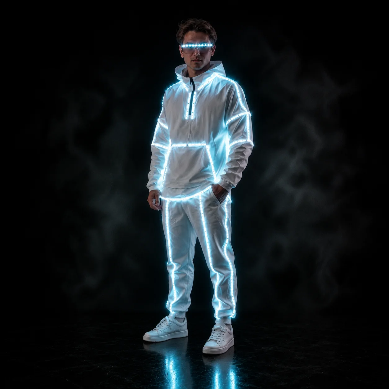 RGB LED Light Up Clothing Set with LED Glasses Remote Control Stage DJ Dance Costume for Nightclub Party Festival Performance