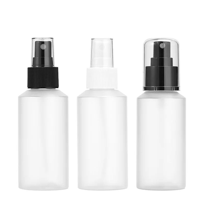 

30Pcs Cosmeitc Bottle Frosted Plastic 100ML Black White Spray Pump Refillable Empty Packaging Container Mist Spray Bottles