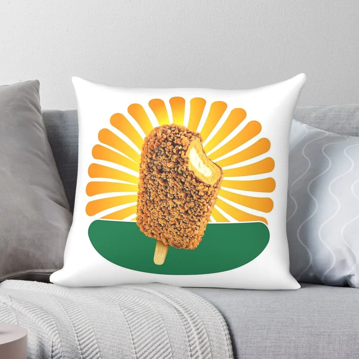 Golden Gaytime Snack Square Pillowcase Polyester Linen Velvet Creative Zip Decorative Pillow Case Room Cushion Case Wholesale