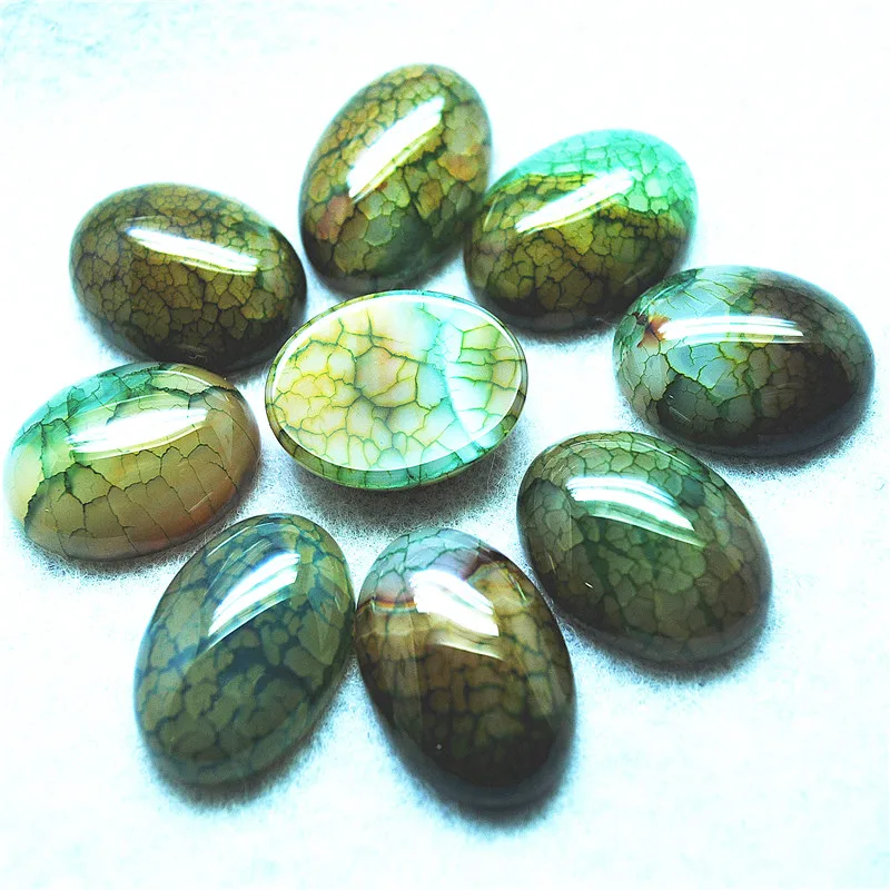 

10PCS Nature Crack Semi Precious Stone Cabochons Oval Shape 18X25MM Hot Colors DIY Jewelry Findings For Pendants Makings