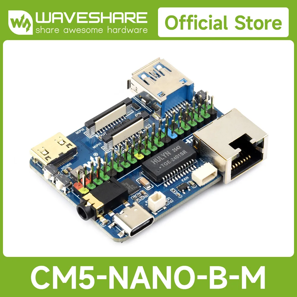 Waveshare CM5-NANO-B Mini Expansion Board For Raspberry Pi Compute Module 5, Same Size As The CM5, Supports 4K HDMI, USB 3.2
