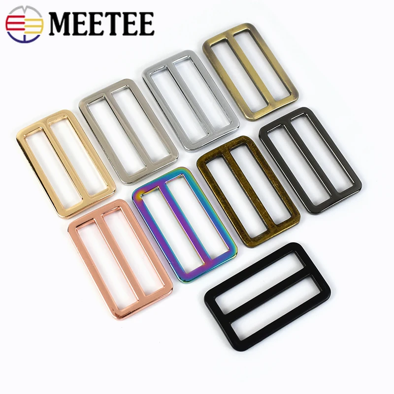 

5-30Pcs Meetee 38mm Metal Ring Buckle for Bag Strap Tri-Glide Slider Hook Webbing Shoes Clasp Belt Loops DIY Leather Accessories