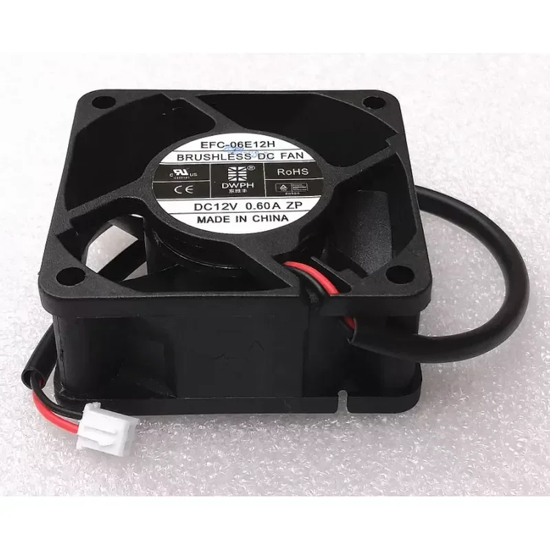 for Dongweifeng 6025 6CM Fan 2 Wire 2.5mm Head EFC-06E12H 12V 0.60A High Speed Double Ball Bearing Cooling Fan