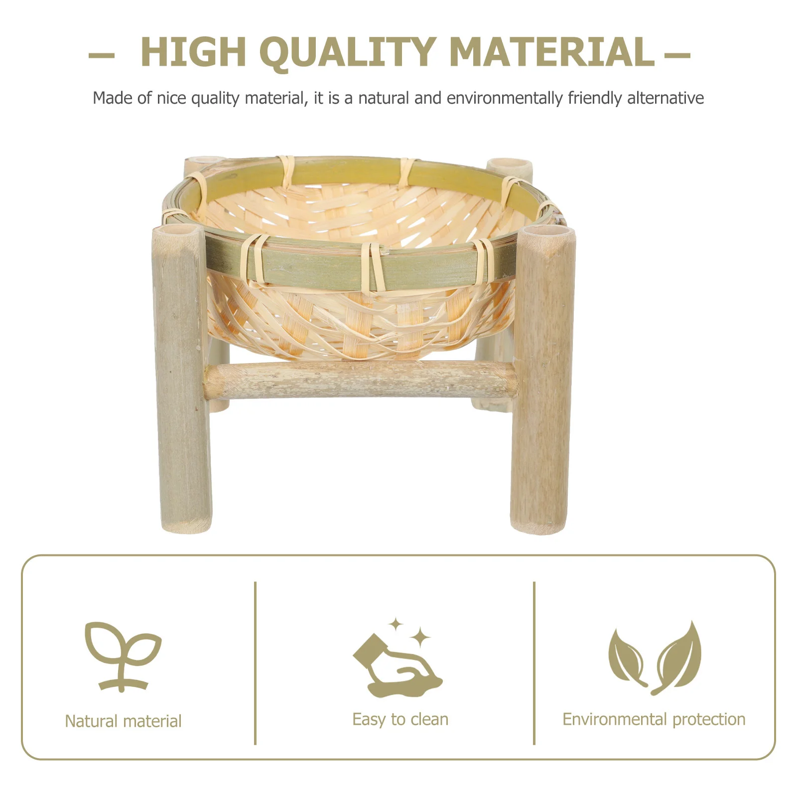 

1Pcs Bamboo Woven Fruit Basket Lightweight Portable Storage Tray Home Decor Holder for Living Room Bedroom Office