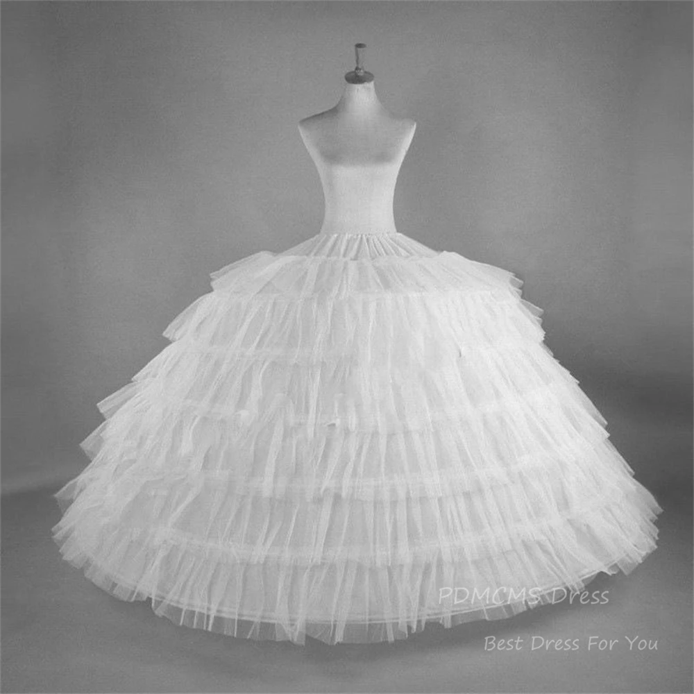 

New 6 Hoops Big White Quinceanera Dress Petticoat Super Fluffy Crinoline Slip Underskirt Wedding Ball Gown Lolita Faldas tutu