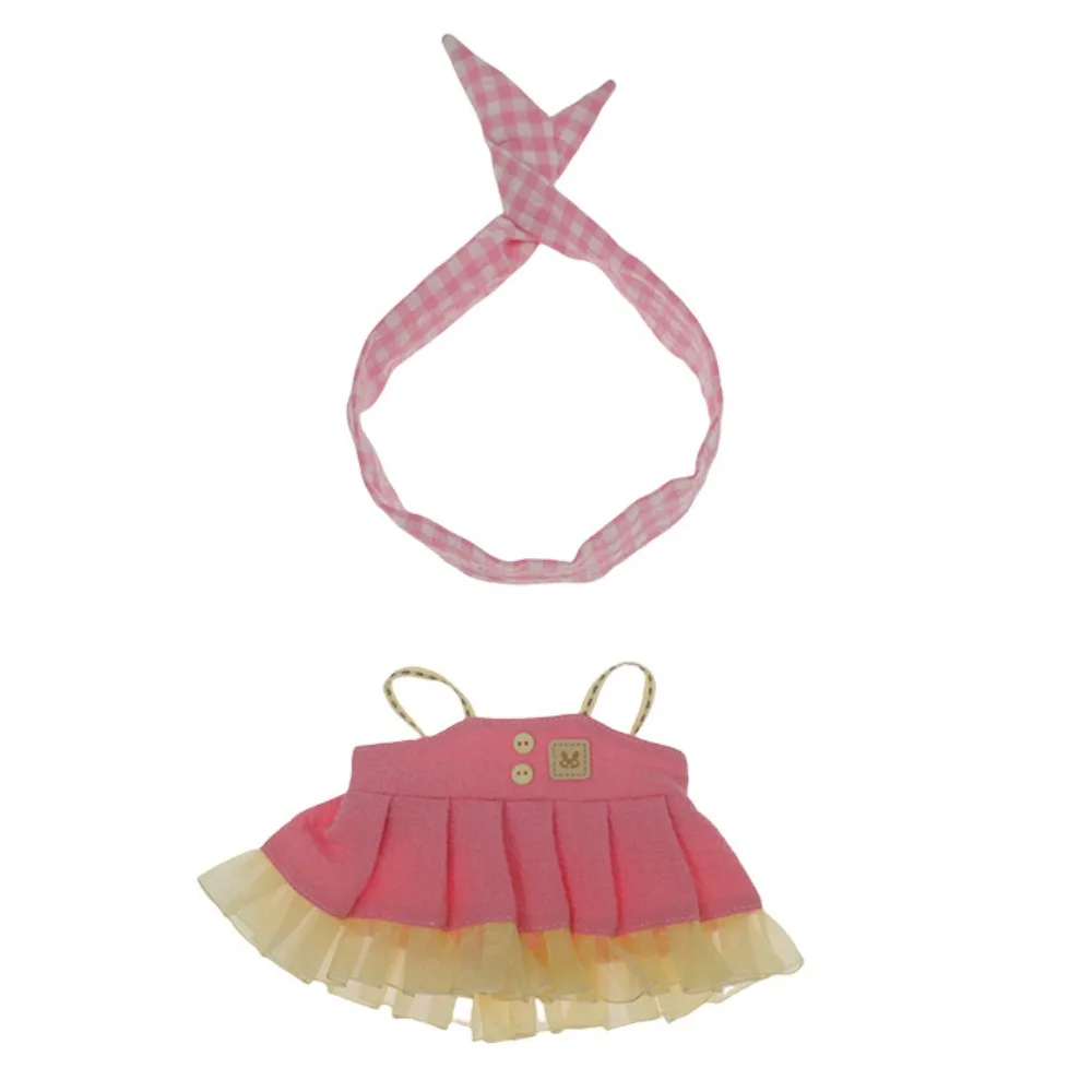 

Strap Dress 20cm Cotton Doll Clothes Bow Hair Band Skirt Cotton Doll's Dress Outfit Mini Plush Doll Clothes Doll Accessories