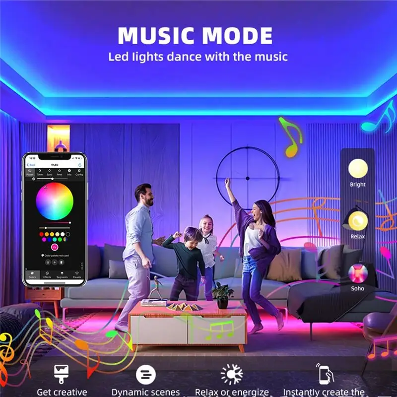 ABUL-DOMRAEM Light Effect Controller LED Strip Controller With Microphone DC5-24V Power 16A 0.5W Standby DIY100+ WS2811/14/05 B