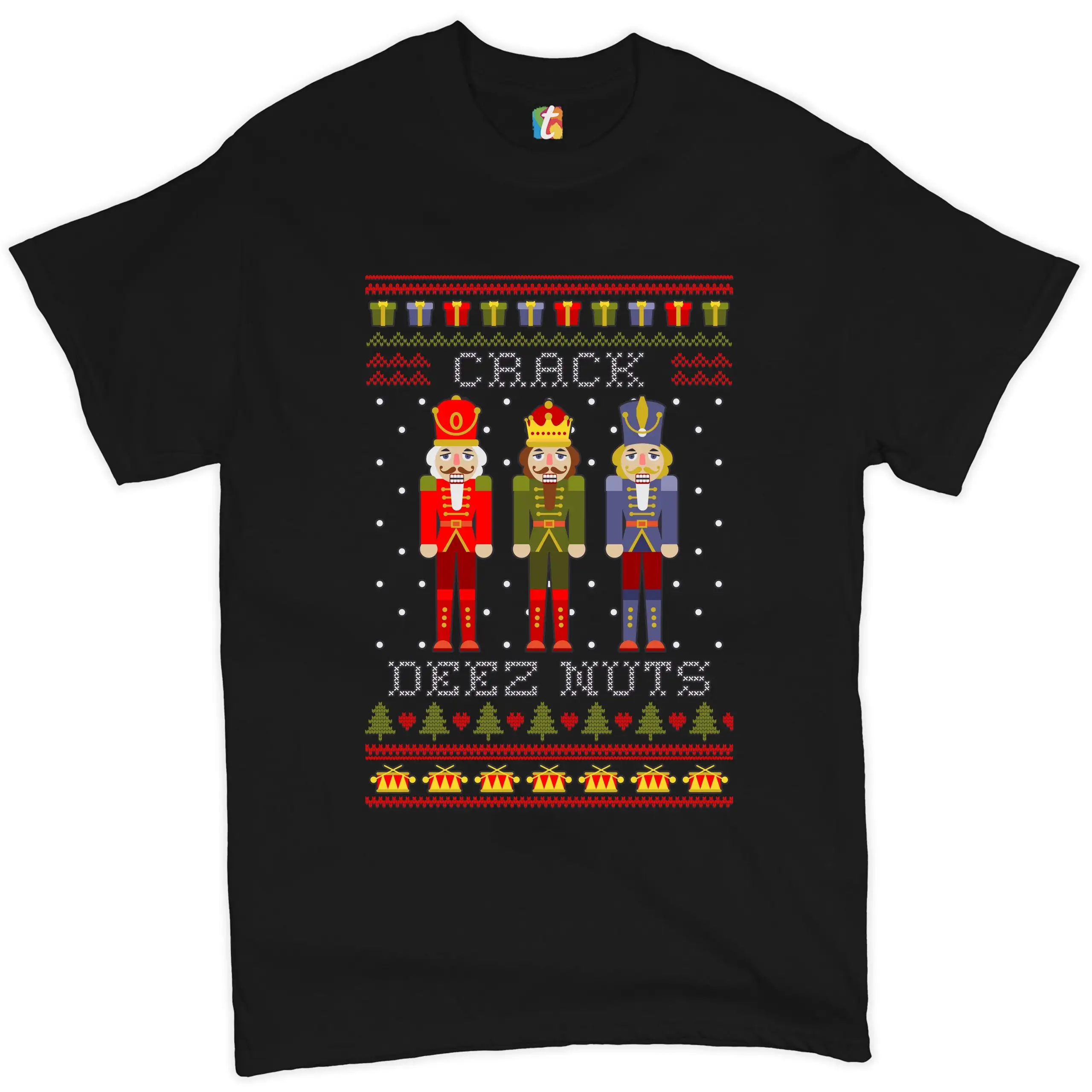 Crack Deez Nuts T shirt Funny Christmas Nutcracker Ugly Sweater Men's