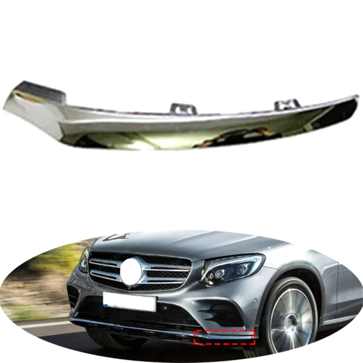 Auto Left Front Bumper Electroplated Decorative Strip Front Bumper Bright Strip for Mercedes-Benz GLC W253 2538852700