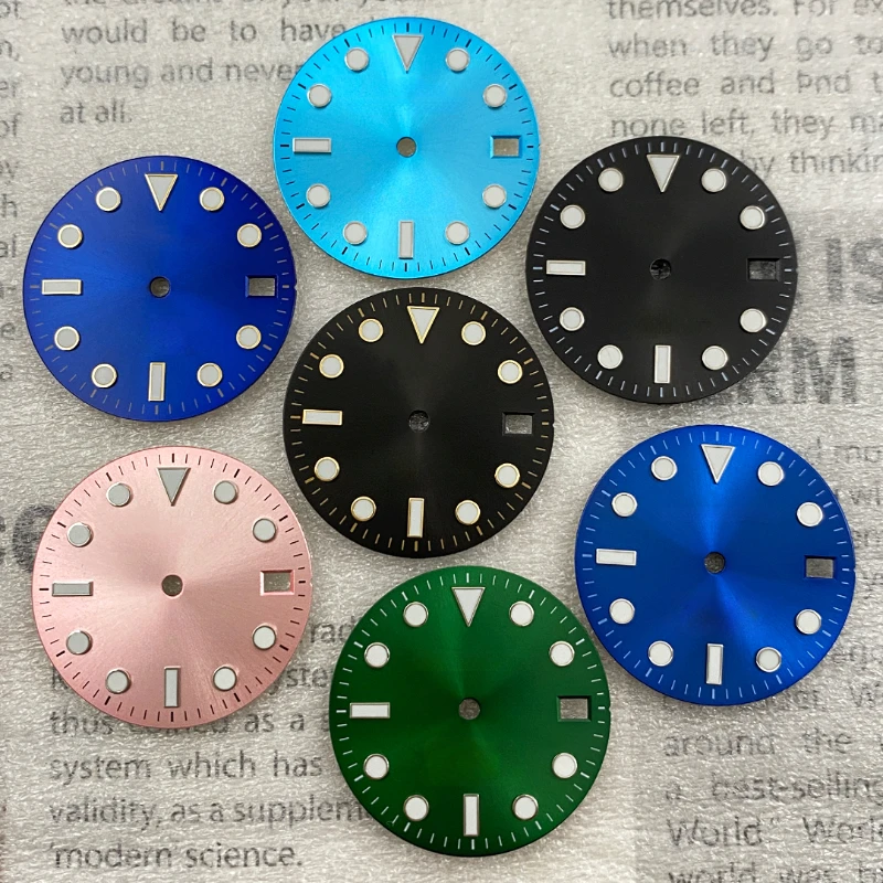 Blue Green Black SEK Submarine SUB Water Ghost Modified Dial Literally 28.5mm Ice Blue Luminous Fit NH36 NH35/4R35 Movement