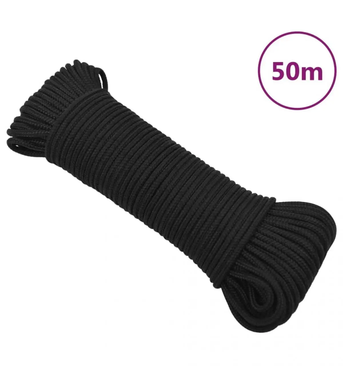 Strings & Metal Ropes 3 mm 50 m Deep Black Polypropylene Boat Rope