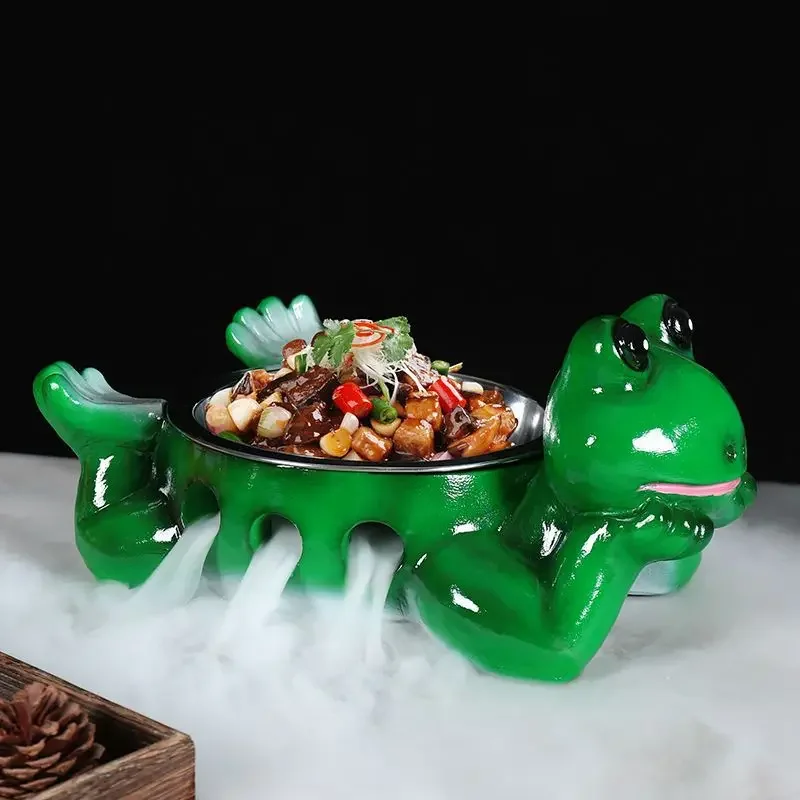 Creative Dry Ice Bullfrog Tableware Characteristic Personality Hotel Alcohol Candle Heating Chinese Style Cartoon Dinner Plates