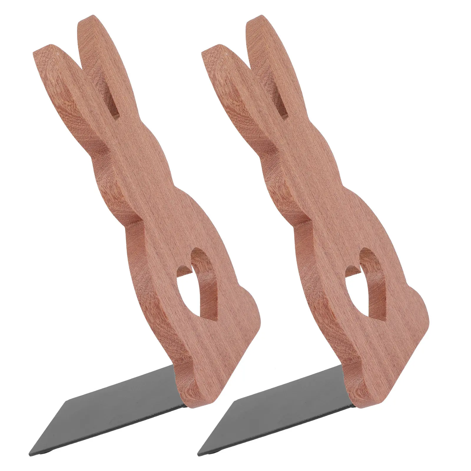 2Pcs Bunny Bookends Creative Wood Rabbit Book Ends Desk Organizer Nursery Office Bookshelf Decor Rabbit Lovers Readers Easter