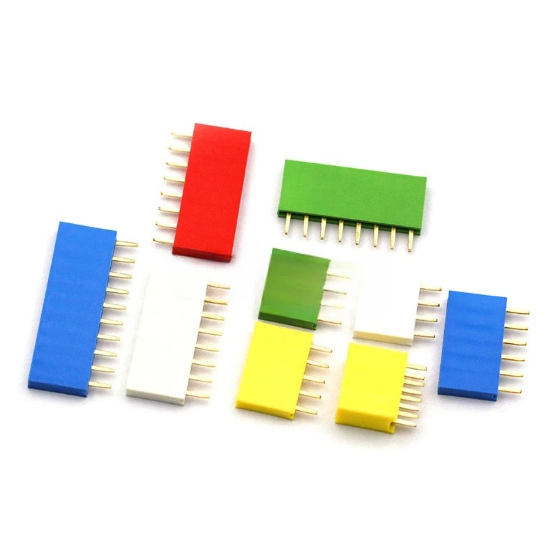 10 sztuk 2.54mm kolor jednorzędowy żeński złącze pinowe czerwony/żółty/niebieski/biały/czarny/zielony 4/5/6/8/10Pin gniazdo dla Arduino PCB