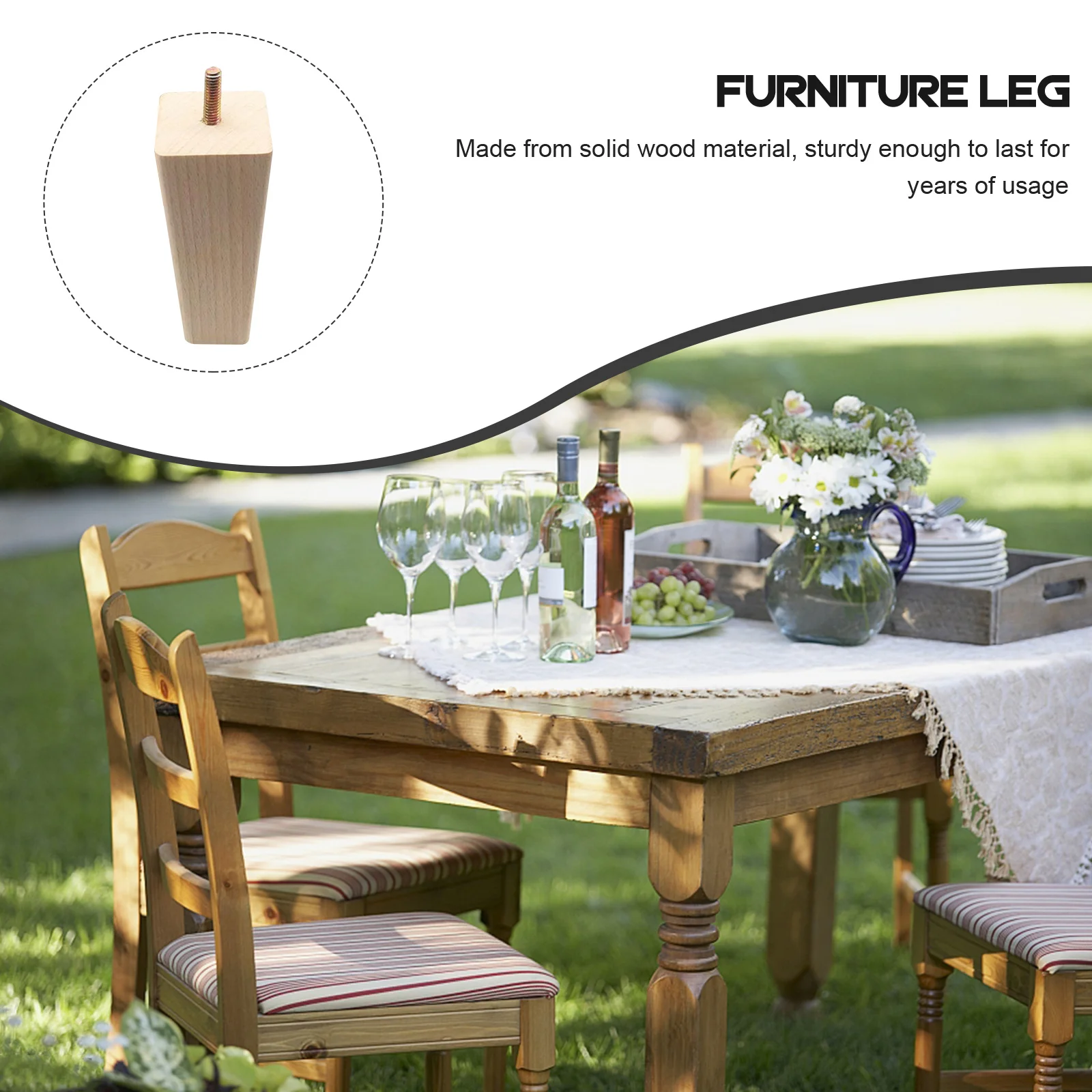 

4pcs Solid Wood Sofa Coffee Table Feet Replacement Furniture Support Feet Wooden Table Home Cabinet Legs Bed Legs Natural Color