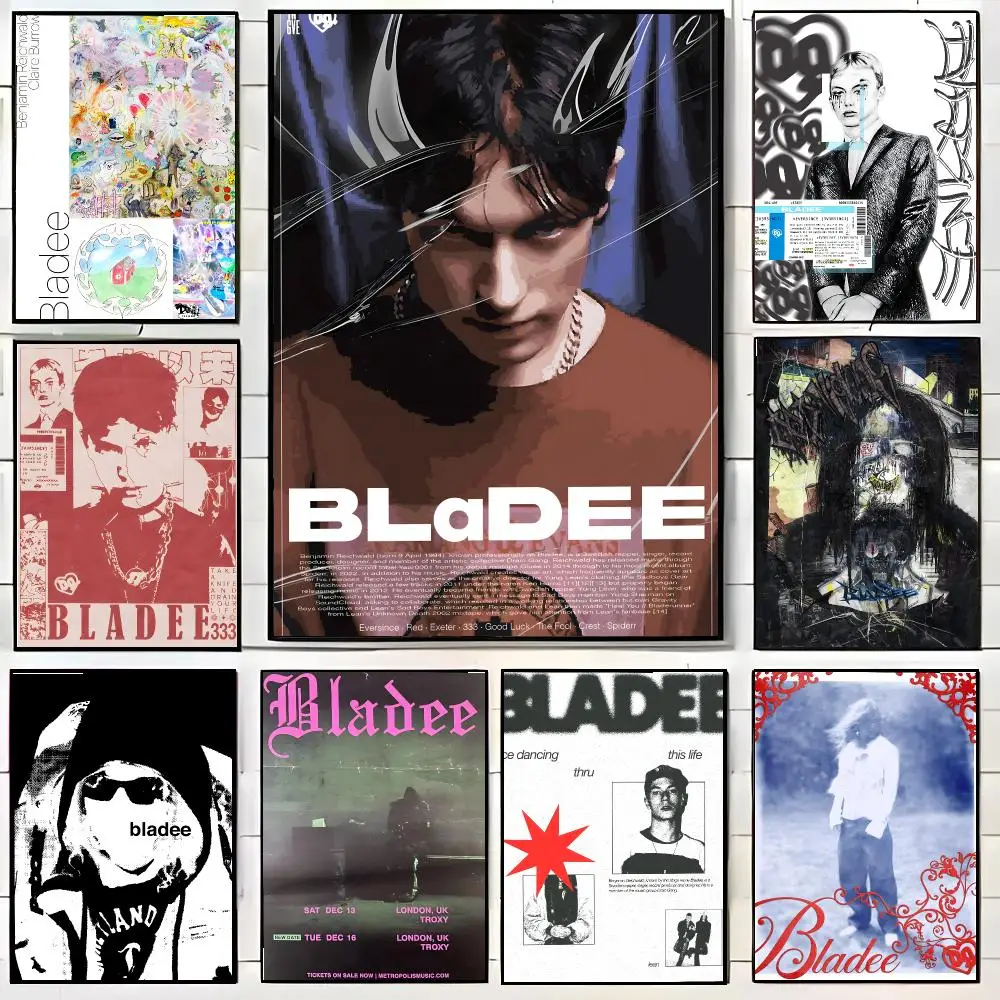 B-Bladee Singer Poster High-definition Waterproof Poster Stickers Suitable For Bedroom Living Room Home Decoration